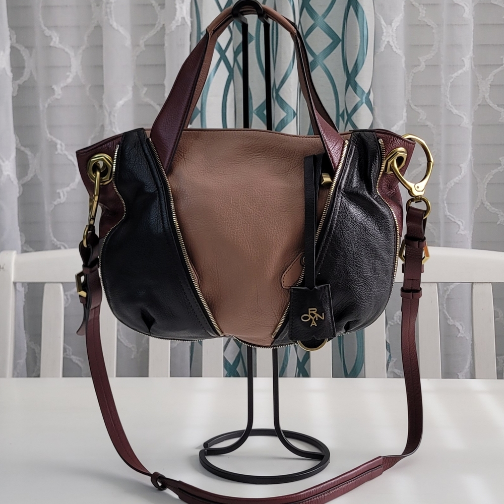 ORYANY Pebble Leather Colorblock Shoulder Bag